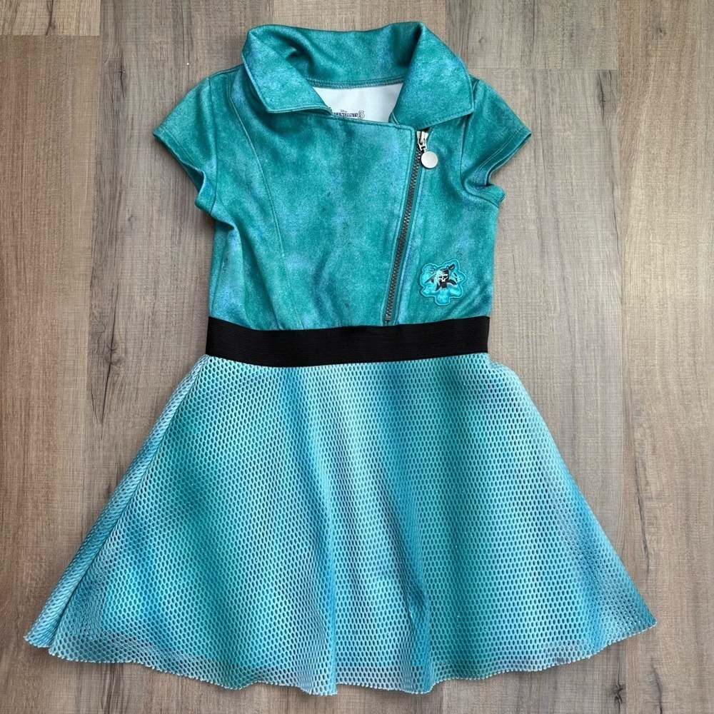 Disney Descendants 3 Teal and Black Kids Costume Size S 6 Mesh Dress